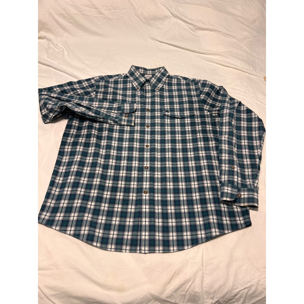 Brooks Brothers Regent Fit Plaid Button Down Shirt Mens Large Green Navy Blue